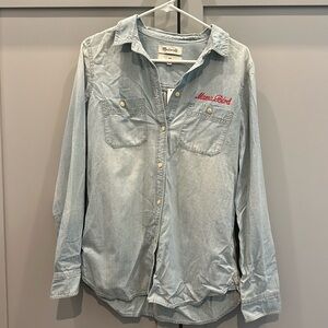 NWT Madewell! Light chambray embroidered Mama Bird shirt!
